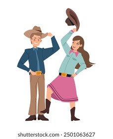 couple in country western style dancing isolated