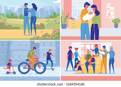 Couple Creating Family Set from Dating Parenting