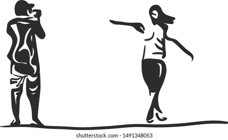 The couple are creating memories while the man is taking photo for her partner.