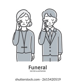 Couple crying in memory of the deceased at a funeral