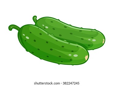 Ilustración vectorial de pepino par. Fondo blanco aislado. Objetos transparentes utilizados para dibujar luces y sombras