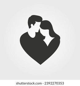 Couple cuddling icon - Simple Vector Illustration