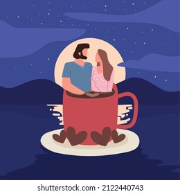 couple in cup of coffee design