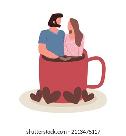 icono de pareja en taza de café
