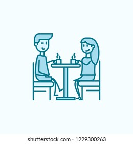 Couple with cup of tea 2 colored line icon. Simple colored element illustration. Couple with cup of tea outline symbol design from friendship set