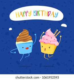 A couple of cupcakes is happily celebrate Birthday