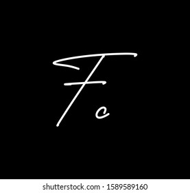 Couple Cursive Letters Initial FC Signature Handwriting Calligraphy