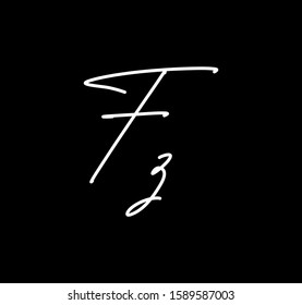 Couple Cursive Letters Initial FZ Signature Handwriting Calligraphy