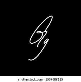 Couple Cursive Letters Initial GG Signature Handwriting Calligraphy