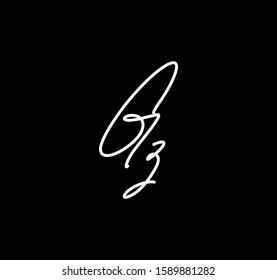 Couple Cursive Letters Initial GZ Signature Handwriting Calligraphy