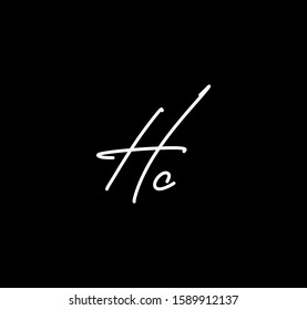 Couple Cursive Letters Initial HC Signature Handwriting Calligraphy