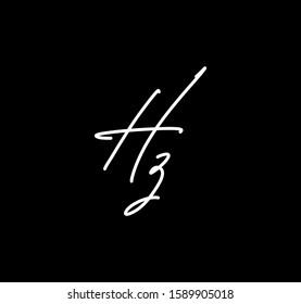 Couple Cursive Letters Initial HZ Signature Handwriting Calligraphy