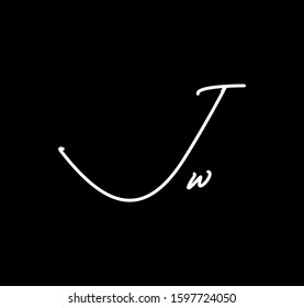 Couple Cursive Letters Initial JW Signature Handwriting Calligraphy