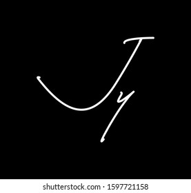 Couple Cursive Letters Initial JY Signature Handwriting Calligraphy