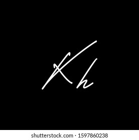 Couple Cursive Letters Initial KH Signature Handwriting Calligraphy