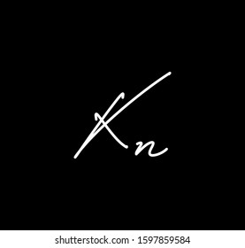 Couple Cursive Letters Initial KN Signature Handwriting Calligraphy