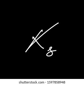 Couple Cursive Letters Initial KS Signature Handwriting Calligraphy