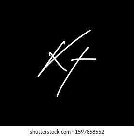 Couple Cursive Letters Initial KT Signature Handwriting Calligraphy