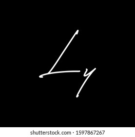 Couple Cursive Letters Initial LY Signature Handwriting Calligraphy