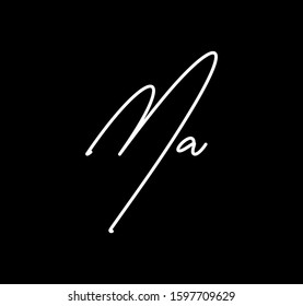 Couple Cursive Letters Initial MA Signature Handwriting Calligraphy