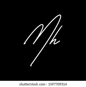 Couple Cursive Letters Initial MH Signature Handwriting Calligraphy