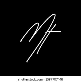 Couple Cursive Letters Initial MT Signature Handwriting Calligraphy