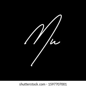 Couple Cursive Letters Initial MU Signature Handwriting Calligraphy