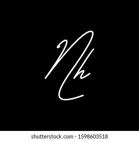 Couple Cursive Letters Initial NH Signature Handwriting Calligraphy