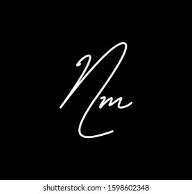 Couple Cursive Letters Initial NM Signature Handwriting Calligraphy
