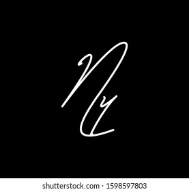 Couple Cursive Letters Initial NY Signature Handwriting Calligraphy
