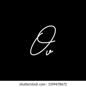 Couple Cursive Letters Initial OV Signature Handwriting Calligraphy