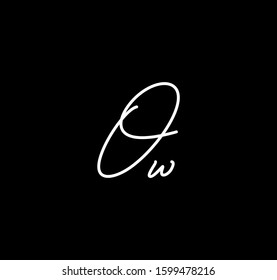 Couple Cursive Letters Initial OW Signature Handwriting Calligraphy