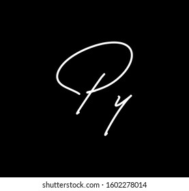Couple Cursive Letters Initial PY Signature Handwriting Calligraphy