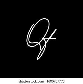 Couple Cursive Letters Initial QF Signature Handwriting Calligraphy