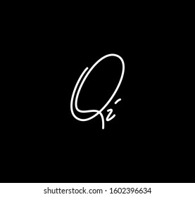 Couple Cursive Letters Initial QI Signature Handwriting Calligraphy