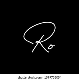 Couple Cursive Letters Initial RO Signature Handwriting Calligraphy