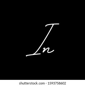 Couple Cursive Letters Initial IN Signature Handwriting Calligraphy