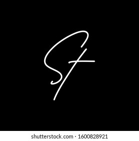 Couple Cursive Letters Initial ST Signature Handwriting Calligraphy