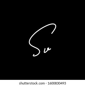 Couple Cursive Letters Initial SV Signature Handwriting Calligraphy