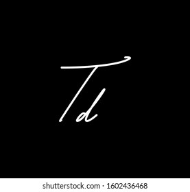Couple Cursive Letters Initial TD Signature Handwriting Calligraphy 