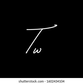 Couple Cursive Letters Initial TW Signature Handwriting Calligraphy 