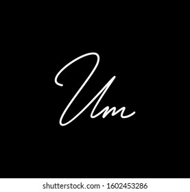 Couple Cursive Letters Initial UM Signature Handwriting Calligraphy