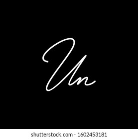 Couple Cursive Letters Initial UN Signature Handwriting Calligraphy