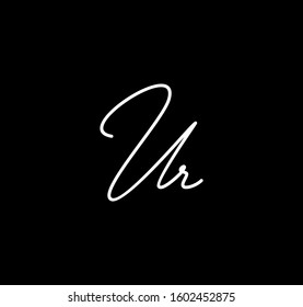 Couple Cursive Letters Initial UR Signature Handwriting Calligraphy