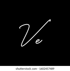 Couple Cursive Letters Initial VE Signature Handwriting Calligraphy