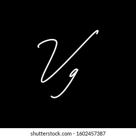 Couple Cursive Letters Initial VG Signature Handwriting Calligraphy