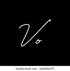 Couple Cursive Letters Initial VO Signature Handwriting Calligraphy