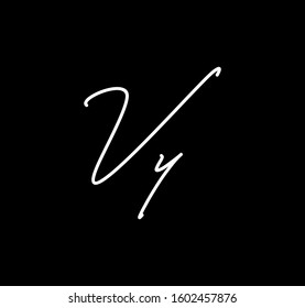Couple Cursive Letters Initial VY Signature Handwriting Calligraphy