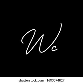 Couple Cursive Letters Initial WC Signature Handwriting Calligraphy