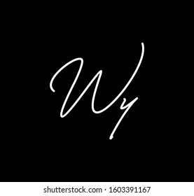 Couple Cursive Letters Initial WY Signature Handwriting Calligraphy